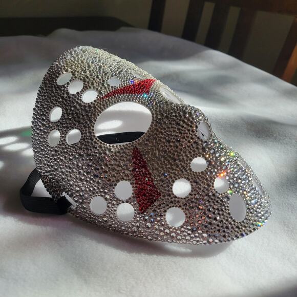 CUSTOMIZED Rhinestone Friday the 13th Jason Mask - Picture 3 of 5